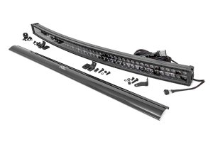 LED Light Bar - Rough Country - Curved, Dual Row, Cool White DRL - Black